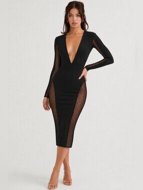 raquel black lace corset midi dress House Of Cb Raquel Lace Midi Dress In Black - 59% Off